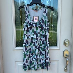 NWT Juicy Couture green combo Allison ruffle tank dress. Size P or S.